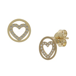 [P1502] PENDIENTES ORO 18KL CORAZON CIRCONITAS - 7MM