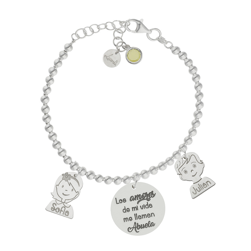 PULSERA MI HISTORIA PLATA 925MM BOLAS AMORES