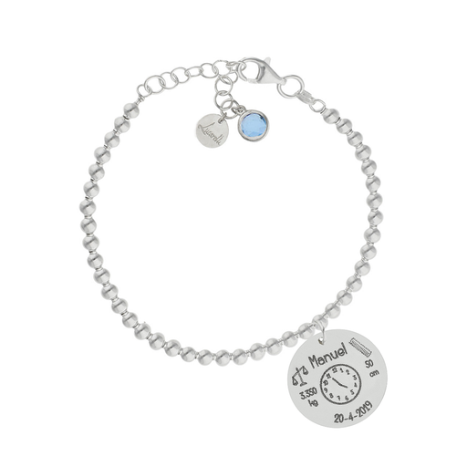 PULSERA MI HISTORIA PLATA 925MM BOLAS NATALICIO
