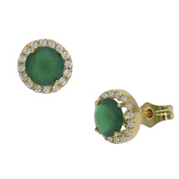 [P1063] PENDIENTES ORO 18KL CRISOPAL VERDE + CIRCONITAS