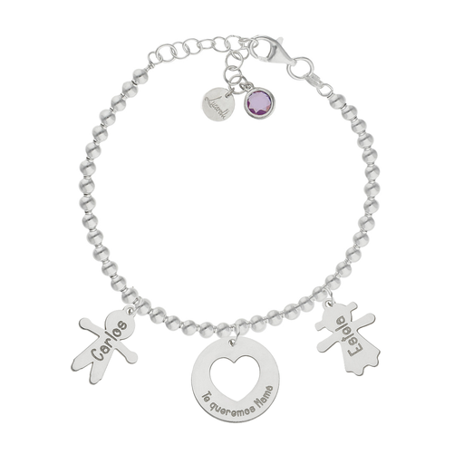 PULSERA MI HISTORIA PLATA 925MM BOLAS TE QUEREMOS
