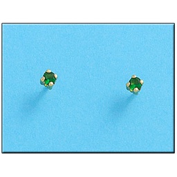 [P136] PENDIENTES ORO 18KL CRISOPAL VERDE 3X3