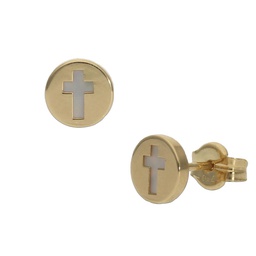 [P1090] PENDIENTES ORO 18KL CRUZ NACAR - 6MM