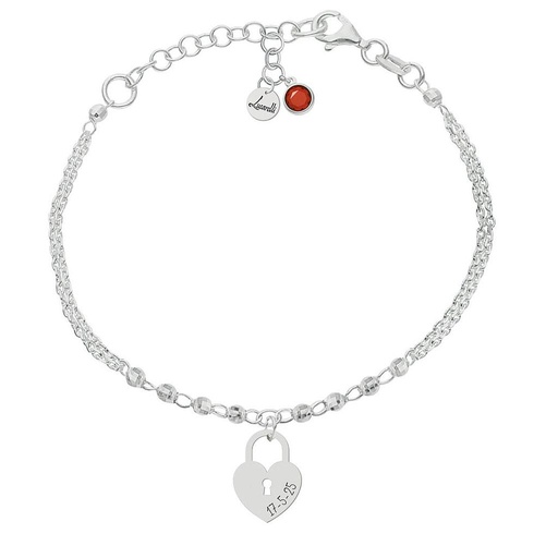 PULSERA MI HISTORIA PLATA 925MM FORZADA + BOLAS - CANDADO