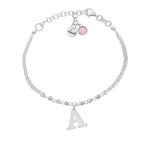 PULSERA MI HISTORIA PLATA 925MM FORZADA + BOLAS - INICIAL