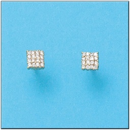 [P892] PENDIENTES ORO 18KL CUADRADOS CIRCONITAS