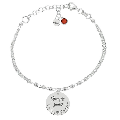 PULSERA MI HISTORIA PLATA 925MM FORZADA + BOLAS - SIEMPRE JUNTOS