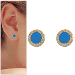 [P946] PENDIENTES ORO 18KL ESMALTE AZUL - 9MM