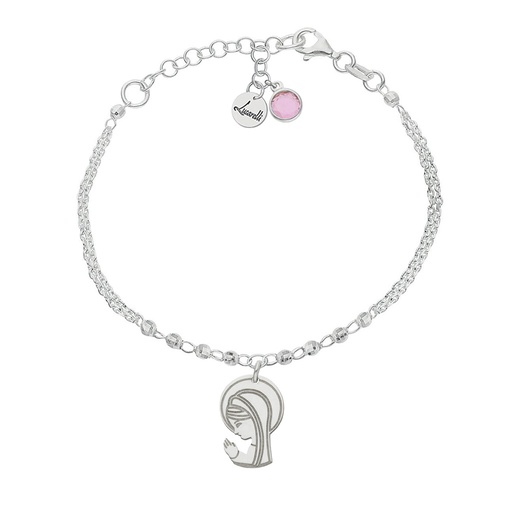PULSERA MI HISTORIA PLATA 925MM FORZADA + BOLAS - VIRGEN NIÑA