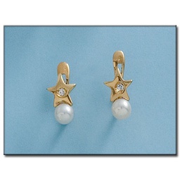 [P2054] PENDIENTES ORO 18KL ESTRELLAS PERLAS