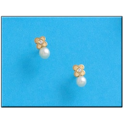 [P169] PENDIENTES ORO 18KL FLOR + PERLAS