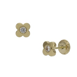 [P1156] PENDIENTES ORO 18KL FLOR CIRCONITAS - 5MM