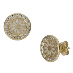 [P1234] PENDIENTES ORO 18KL FLOR NACAR - 9.50MM