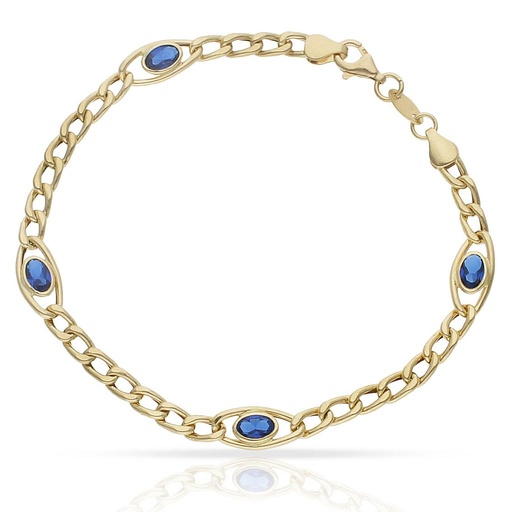 PULSERA ORO 18KL BARBADA PIEDRA AZUL