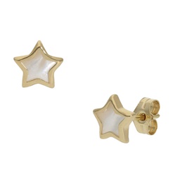 [P1113] PENDIENTES ORO 18KL NACAR ESTRELLA - 6MM