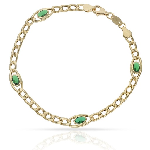 PULSERA ORO 18KL BARBADA PIEDRA VERDE