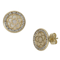 [P1229] PENDIENTES ORO 18KL NACAR FLOR - 9.50MM