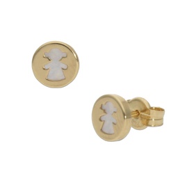 [P1093] PENDIENTES ORO 18KL NIÑA NACAR - 6MM