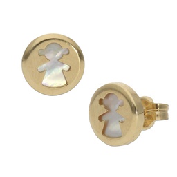 [P1081] PENDIENTES ORO 18KL NIÑA NACAR - 8MM