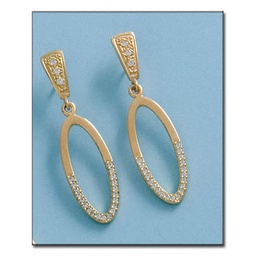 [P1181] PENDIENTES ORO 18KL OVAL CIRCONITAS