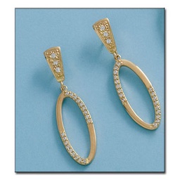 [P1179] PENDIENTES ORO 18KL OVAL CIRCONITAS