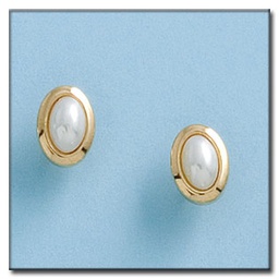 [P1351] PENDIENTES ORO 18KL PERLA 7X9MM