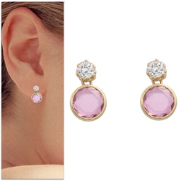 [P977] PENDIENTES ORO 18KL PIEDRA ROSA