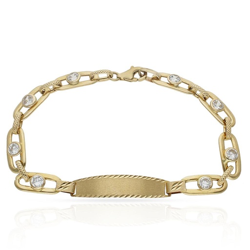 PULSERA ORO 18KL CIRCONITAS PLACA