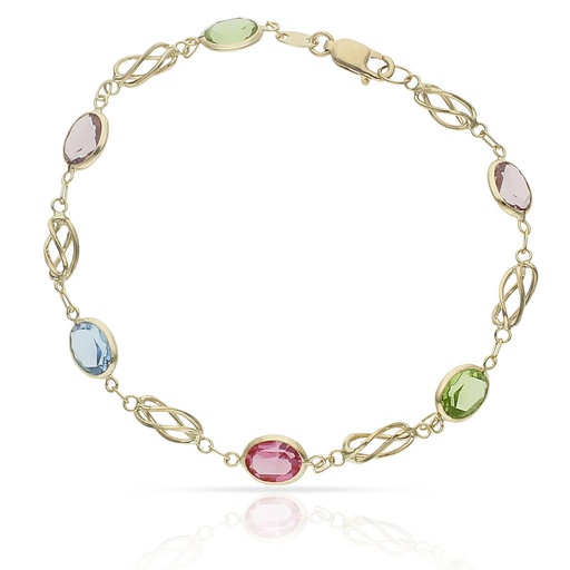 PULSERA ORO 18KL COLORES Y JAULA