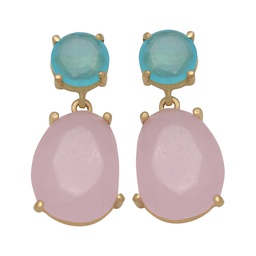 [P916] PENDIENTES ORO 18KL ROSA PALO-CELESTE