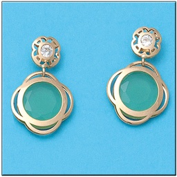 [P738] PENDIENTES ORO 18KL VERDE CIRCONITAS