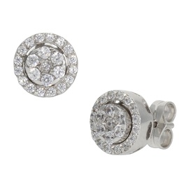 [P1276] PENDIENTES ORO BLANCO 18KL - 2 EN 1 CIRCONITAS