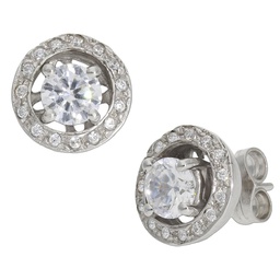 [P1275] PENDIENTES ORO BLANCO 18KL - 2 EN 1CIRCONITAS