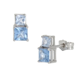 [P1257] PENDIENTES ORO BLANCO 18KL AGUA MARINA