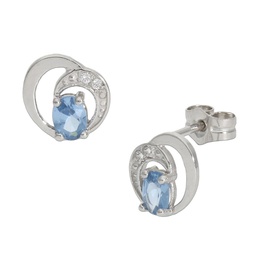 [P1263] PENDIENTES ORO BLANCO 18KL AGUA MARINA