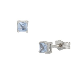 [P1269] PENDIENTES ORO BLANCO 18KL AGUA MARINA - 3.5X3.5MM