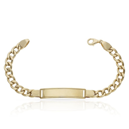 PULSERA ORO 18KL HUECA BARBADA PLACA