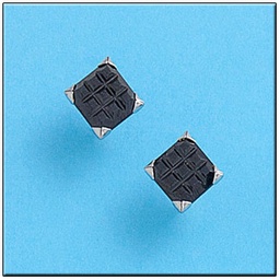 [P119] PENDIENTES ORO BLANCO 18KL C. NEGRA 8X8