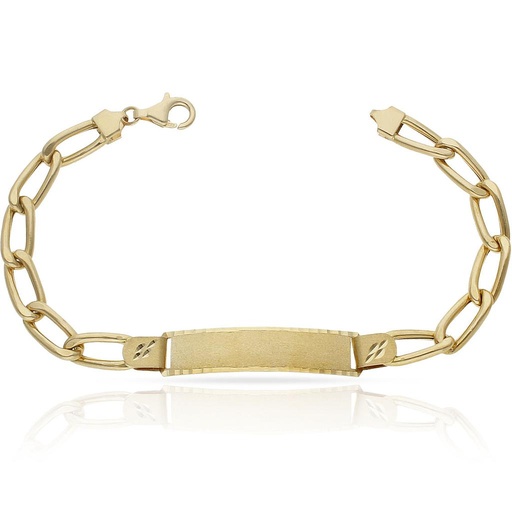 PULSERA ORO 18KL HUECA FIGARO PLACA