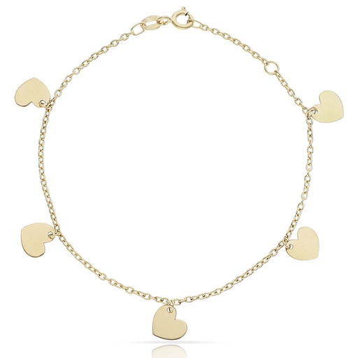 PULSERA ORO 18KL MINI CHARMS CORAZONES