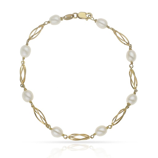 PULSERA ORO 18KL PERLA JOFA + JAULA