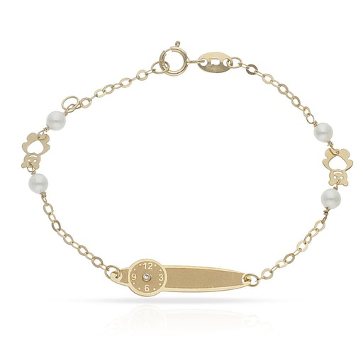 PULSERA ORO 18KL RELOJ PERLAS