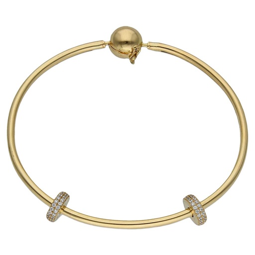 PULSERA ORO 18KL RIGIDA STOPPERS CIRCONITAS