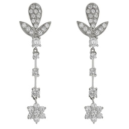 [P1357] PENDIENTES ORO BLANCO 18KL CIRCONITAS - 13x48MM