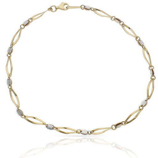 PULSERA ORO 18KL TOBILLERA BICOLOR