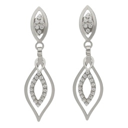 [P1474] PENDIENTES ORO BLANCO 18KL CIRCONITAS - 8x30MM