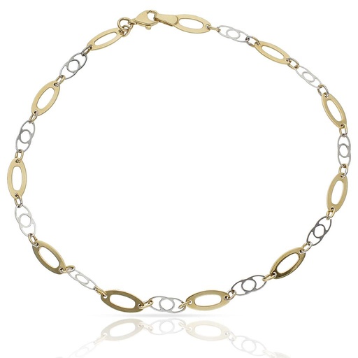 PULSERA ORO 18KL TOBILLERA BICOLOR