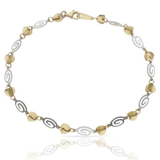 PULSERA ORO 18KL TOBILLERA BICOLOR