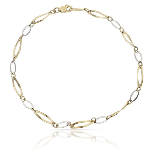 PULSERA ORO 18KL TOBILLERA BICOLOR