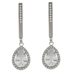 [P1472] PENDIENTES ORO BLANCO 18KL CIRCONITAS - 9x35MM